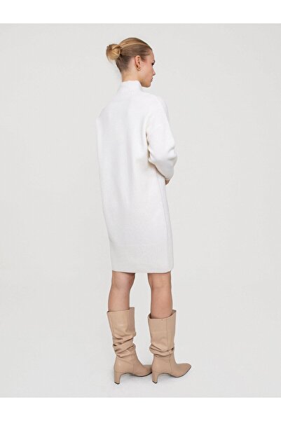 Serianno Kaşmir Ve Yün Karışımlı Balıkçı Yaka Elbise Elb6974kemık