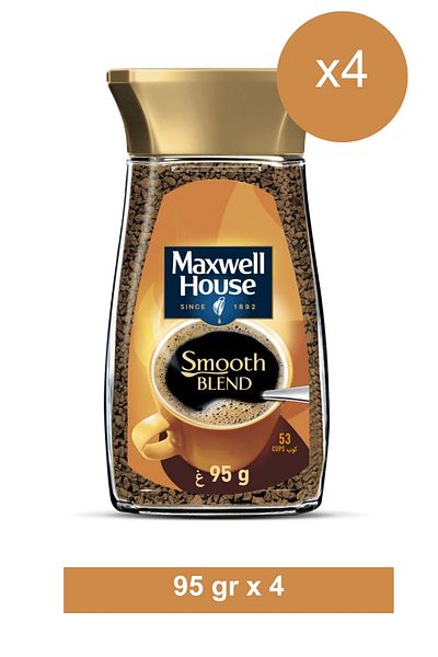 Maxwell House Smooth Blend Instant Coffee (95g Each) Pack of 2x2
