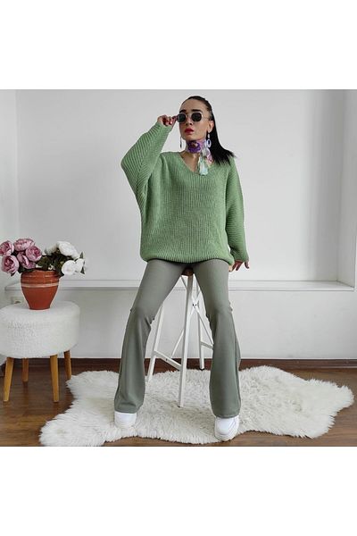 Altı Üstü Butik Pulover tricotat cu maneca liliac