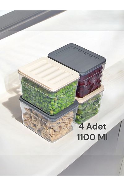Nesto Home Set of 4 Colorful 1100 ml Deep Refrigerator - Organizer Freezer and Microwave Storage Container
