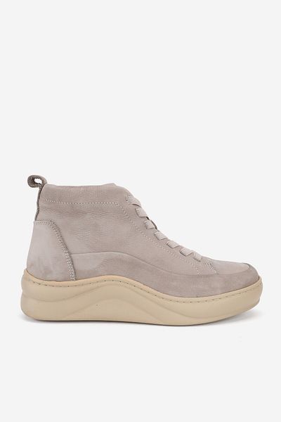 TUNAELLİ Γυναικείες μπότες μπεζ Nubuck - Ελαστικό κορδόνι, σφηνό τακούνι, μέγεθος 36-41