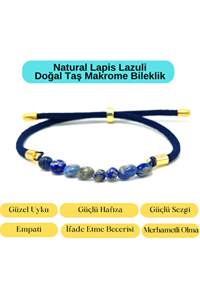 YILDIZ DOĞAL TAŞ Sertifikalı Natural Lapis Lazuli Doğal Taş Makrome Bileklik ...
