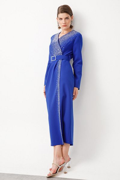 Moda İlgi Modailgi Stone Detailed Long Dress Saks