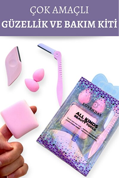 Lovendas 5 Parça Çok Amaçlı Bakım Kiti Özel Kutusunda - Makyaj Süngerleri ve Usturalar