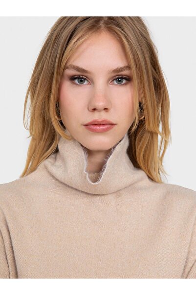 Serianno Balıkçı Yaka Metalik Tüylü Kazak KZK6186BEJ