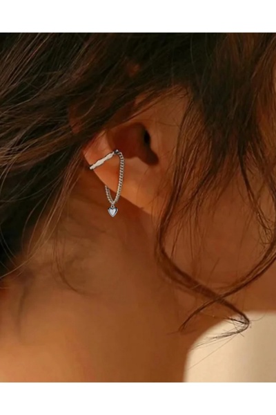 TakıConcept Kalp Sallantılı Deliksiz Ear Cuff Küpe