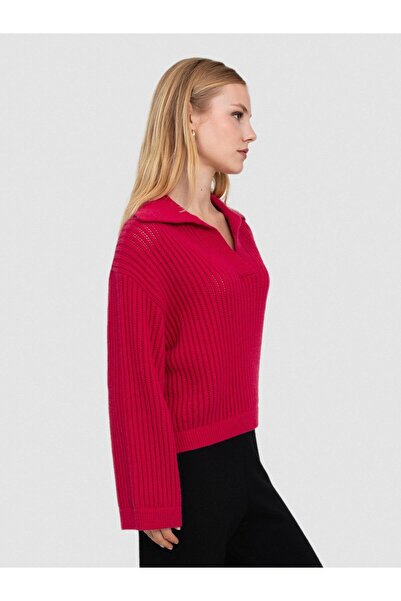 Serianno Organik Yün ve Pamuk karışımlı Ajurlu Kazak KZK8130FUŞYA