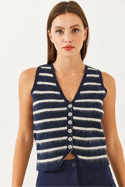 Bianco Lucci Women's Striped Knitwear Vest Ty 231005 60251905