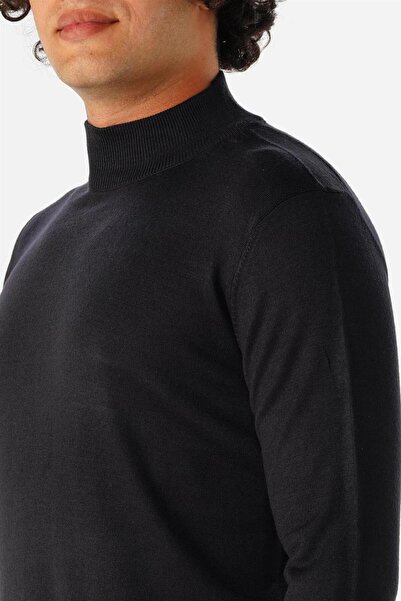 SÜVARİ Süvari Rahat Kalıp Yarım Balıkçı Yünlü Lacivert Triko