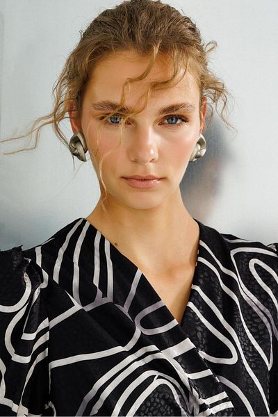 Moda İlgi Φόρεμα Modailgi με μαύρο ζακάρ σχέδιο διπλό στήθος