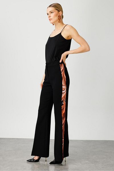 Moda İlgi Modailgi Patterned Side Striped Trousers - 7560 Orange