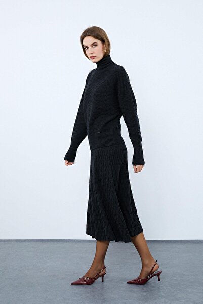 Serianno Kaşmir ve Yün Karışımlı Örgü Oyunlu Balıkçı Yaka Kazak