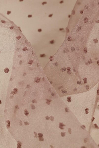 Kumaş Deposu Țesătură Flocked Dalya Organza Dusty Rose Color