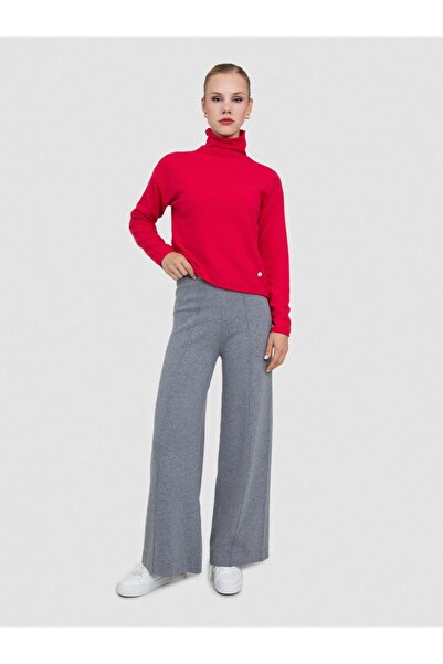 Serianno Kaşmir Karışımlı Şerit Dikişli Bol Paça Pantolon Pnt7324grı