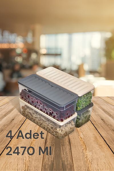 Nesto Home Set of 4 Colorful 2470 ml Deep Refrigerator - Organizer Freezer and Microwave Storage Set