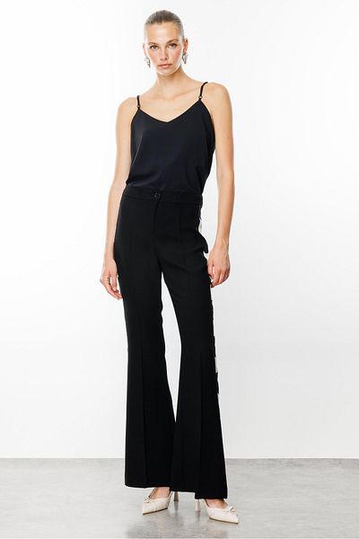 Moda İlgi Παντελόνι Modailgi με ρίγες πουά - 7595,7596 Μαύρο