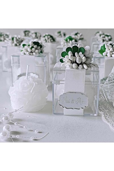 Mekece Nikah Şekeri Hediyelikleri Mika Kutu İçinde Top Gül Mum Nks-211 - 50 Adet