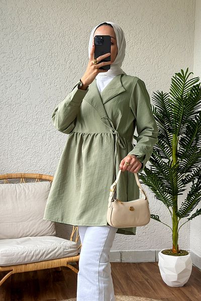 Salih Çelebi 2156 Model Front Tie Cap - Matt Khaki