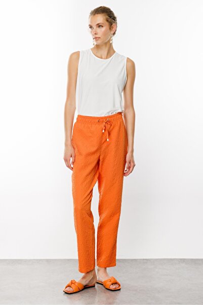 Moda İlgi Modailgi Beli Lastikli Gofreli Pantolon - 1846 Orange
