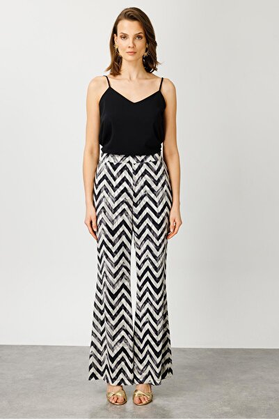 Moda İlgi Modailgi Zikzak Emprime Desenli Pantolon - 7547 Orijinal