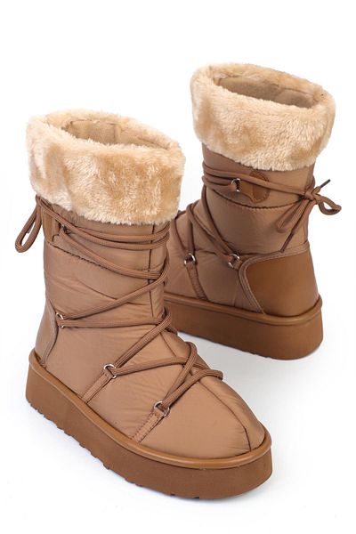 ShoeTek Emelıe Tan Fur Boot Collar - Parachute Fabric