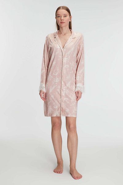 Anıl 11293 Women's Cotton Modal Long Sleeve Nightgown