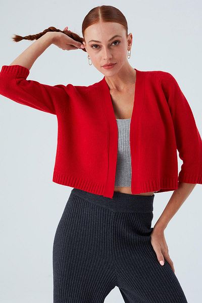 Peraluna Reglan Sleeve Cashmere Blend Short Women's Knitwear Bolero - Red