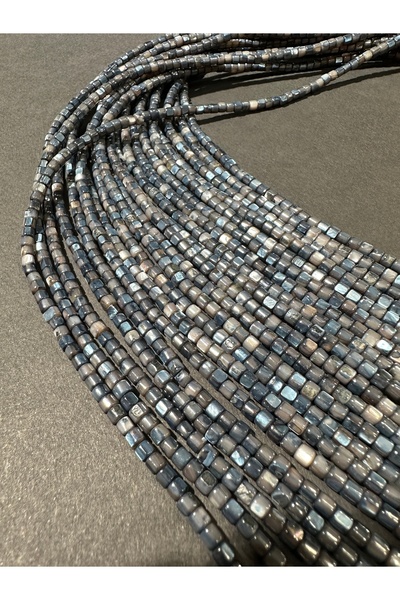 LİVZA BİJUTERİ Siyah Kare Sedef Dizi Boncuk 3,5x3,5 mm