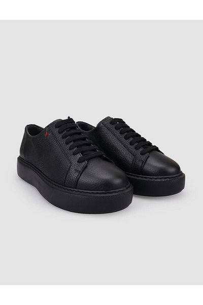 Cabani 100% Genuine Leather Black Lace-Up Women's Sports Shoes