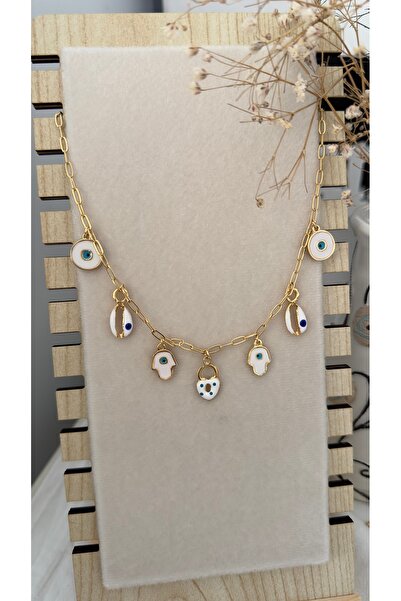 Brillo Ataç Zincirli Fatma Eli Aşk Kiliti Nazarlıklı Charm Kolye