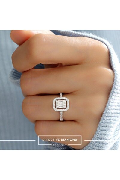 Effective Diamond Kadın Avangarde Baget Tektaş Gümüş Yüzük