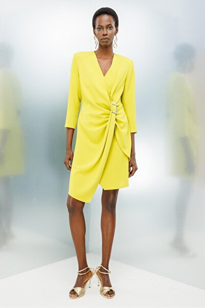 Moda İlgi Modailgi  Truvakar Kol Tokalı Kruvaze Elbise Asit