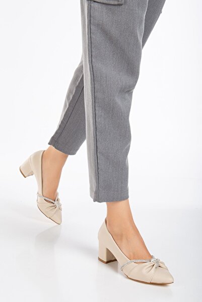 MaskButik Beige Selis Heeled Shoes