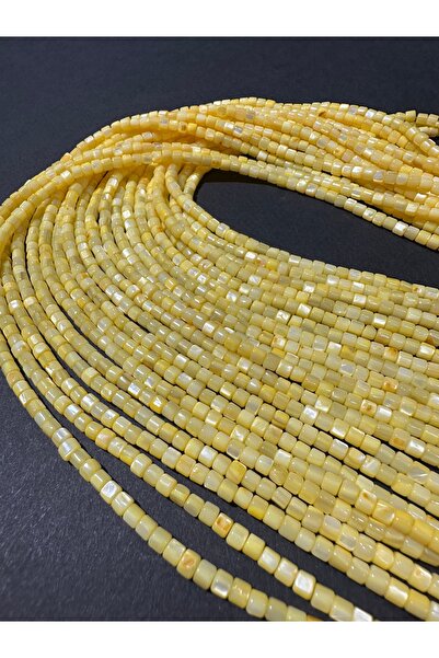 LİVZA BİJUTERİ Sarı Kare Sedef Dizi Boncuk 3,5x3,5 mm