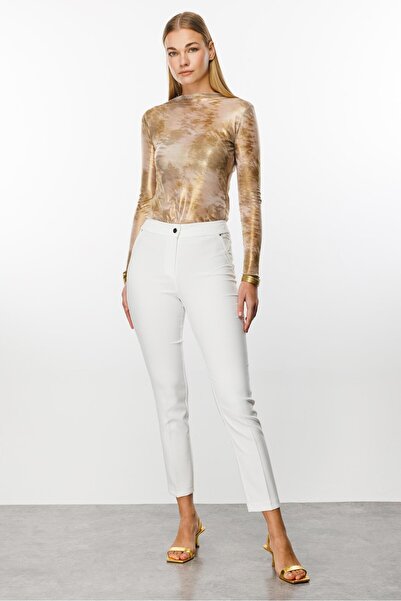 Moda İlgi Modailgi Yan Cep Dar Paça Pantolon Ekru