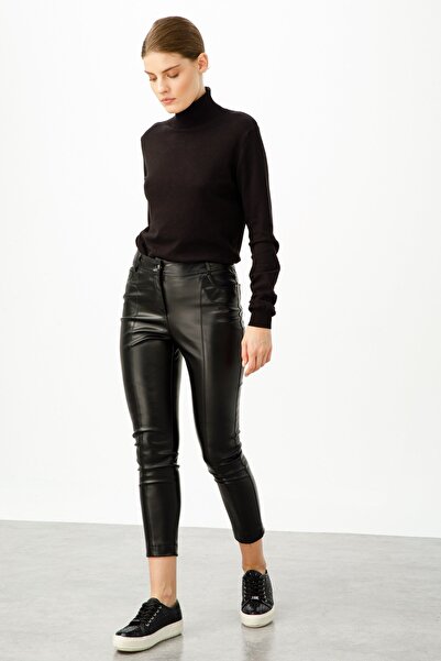 Moda İlgi Modailgi Deri Beş Cep Pantolon Siyah