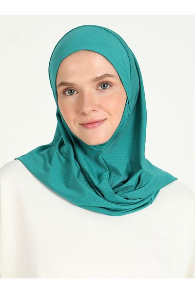 Ecardin Turban Hijab pentru eșarfe poroase cu fălci verde petrol - St 027