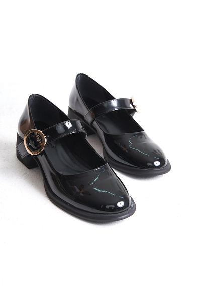 MARSEDO Black Ballet Loafer - Casual Thick Heel Shoes
