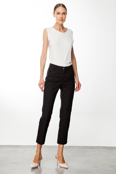 Moda İlgi Modailgi  Beş Cep Dar Paça Pamuk Pantolon Siyah