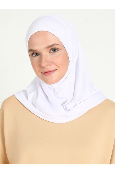 Ecardin Λευκό Πορώδες Ύφασμα με Σαγόνια - Φουλάρια Hijab Turban St 027