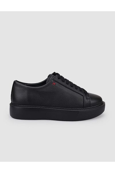 Cabani 100% Genuine Leather Black Lace-Up Women's Sports Shoes