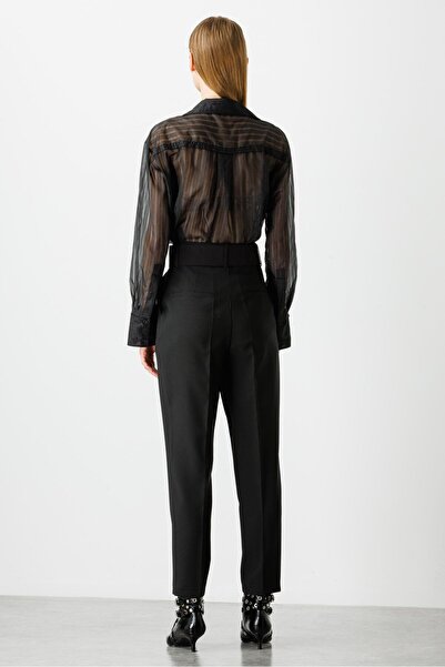 Moda İlgi Modailgi Belted Pleat Detailed High Waist Trousers Black