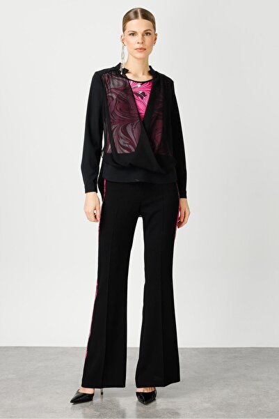 Moda İlgi Modailgi  Emprime Desen Anvelop Bluz Fuşya