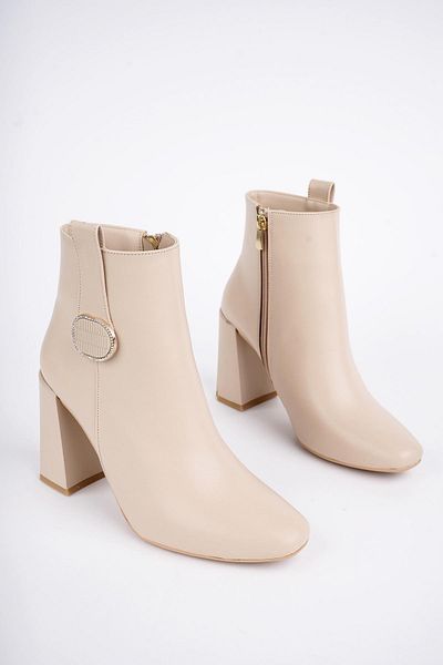 MUGGO LESLEY Garantierte Schnalle Detaillierter Reißverschluss Dicker Absatz Klassische Damenstiefel