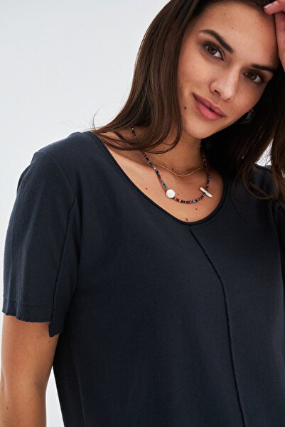 Peraluna Anthracite Cotton Thin Summer Women's Knitwear Dress