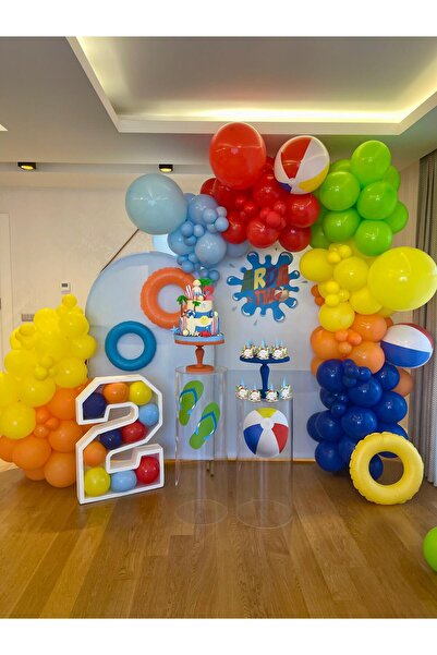 turkuaz parti مجموعة بالونات مفهوم البحر وحمام السباحة والصيف