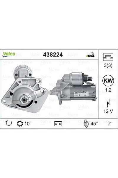 OEM Starter Motor 1.2 Kw 10 Dis 438224   (Renault Clio Ii-Iii-Iv Megane Ii-Iii-Iv 1.5 Dci Dacia Logan Dok