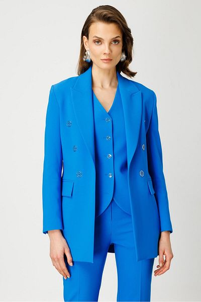 Moda İlgi Jachetă Modailgi cu jumătate de căptușeală cu nasturi, albastră