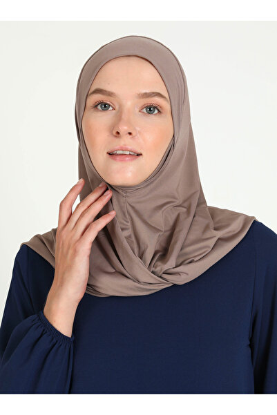 Ecardin Çeneli Sports Micro Fabric Scarfs Hijab Turban St 026 Dark Mink
