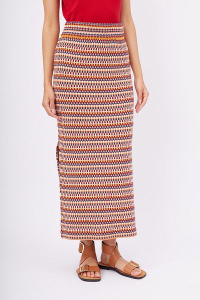 Peraluna Frıda Long Skirt Striped Organic Cotton Women's Long Skirt - Multicolor